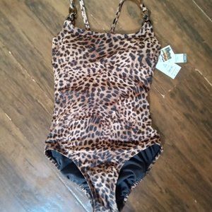 NWT Time & Tru Animal Print One Piece Swimsuit Size Small